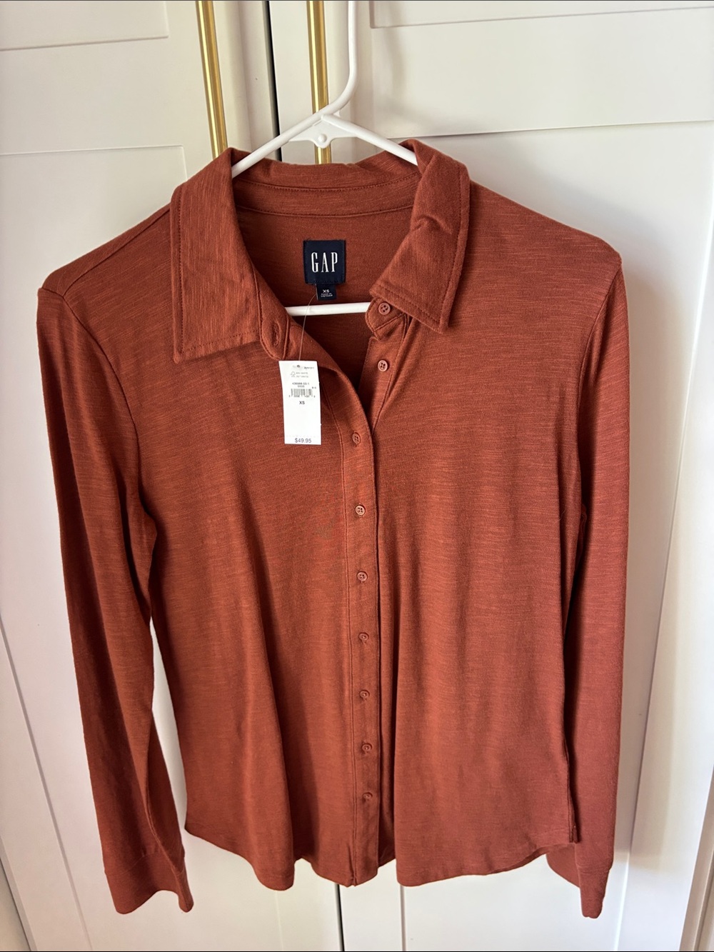 NWT Gap button up size XS burnt sienna